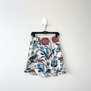 Anthropologie Weston Peplum Floral Crepe Mini Skirt Cream Boho Size Small NWT's